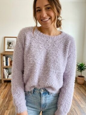 ✨ Double Zero Soft Lilac Fuzzy Eyelash Knit Sweater - Large